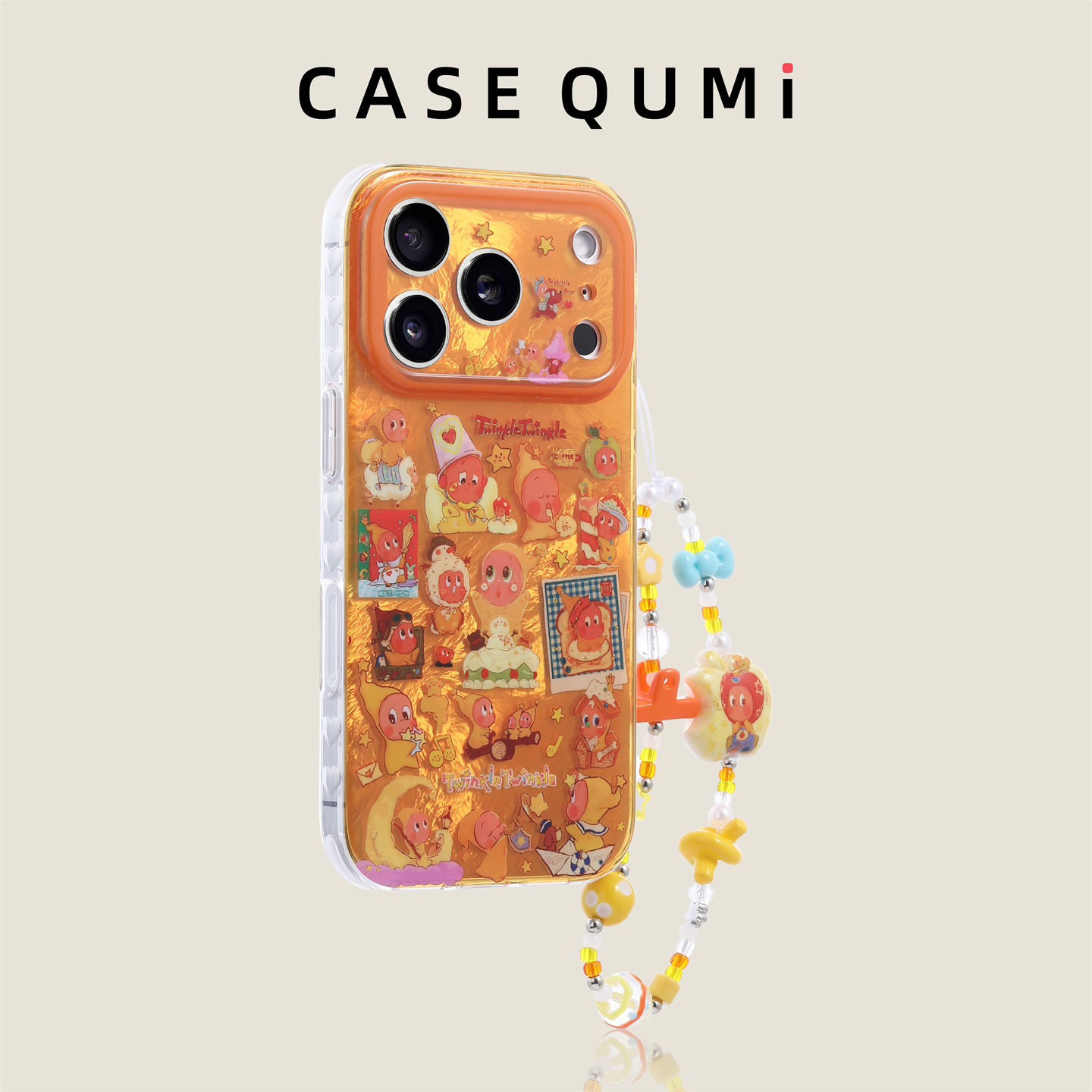 橙底满屏星星人带挂绳适用苹果17手机壳新款iphone17套苹果17promax全包17pro防摔苹果16硅胶15外壳14超火13