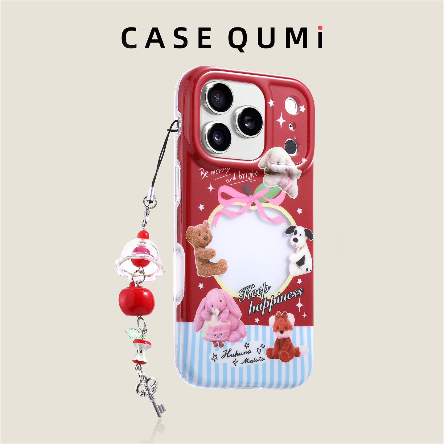 红镂空苹果动物带挂绳适用苹果17promax手机壳新款苹果17套iphone17全包苹果17pro防摔16硅胶15外壳14超火13