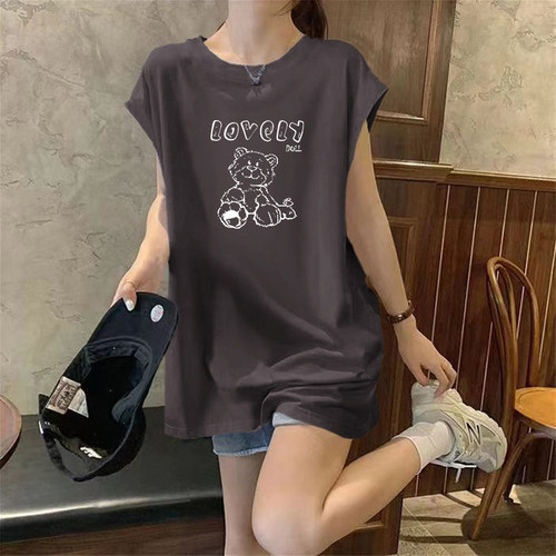 纯棉坎肩背心女无袖t恤夏季新款设计感外穿遮屁股中长款宽松上衣