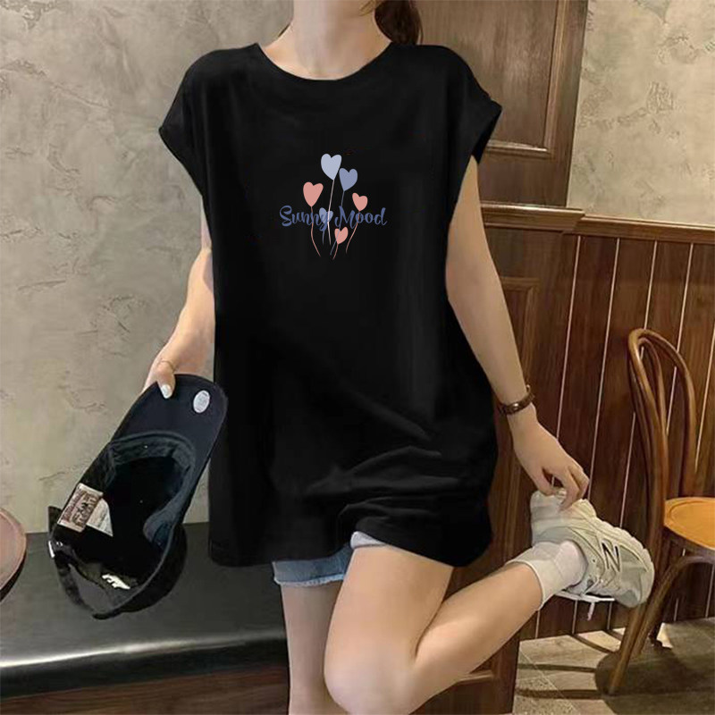 无袖t恤女2025夏季新款纯棉中长款宽松百搭背心时尚飞飞袖上衣潮