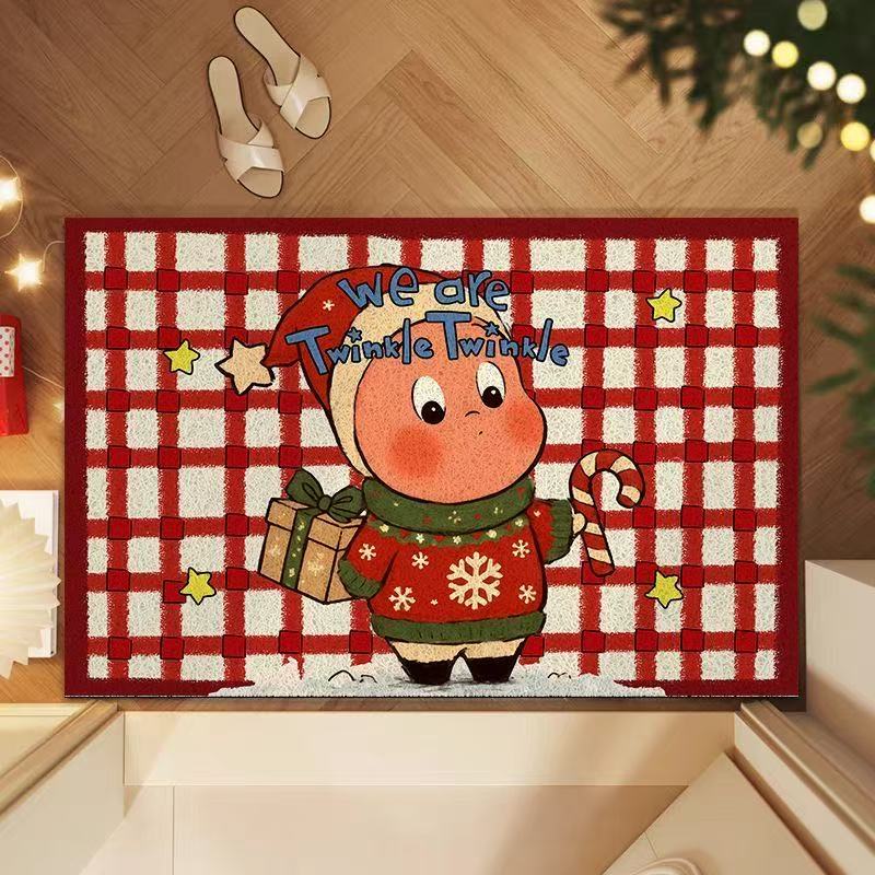 圣诞星星人丝圈防滑入户地垫
