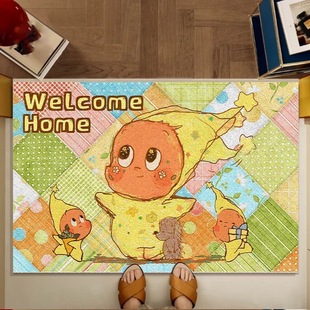 卡通星星人丝圈入户地垫方形防滑耐磨客厅玄关房间入门地毯脚垫