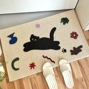 ins风可爱猫咪入门地垫防滑蹭沙丝圈家用进门脚垫门厅地毯蹭土垫