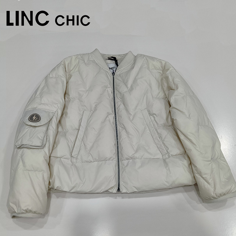 金羽杰轻薄羽绒服女女款外套夹克新款棒球领短款23301005官方正品
