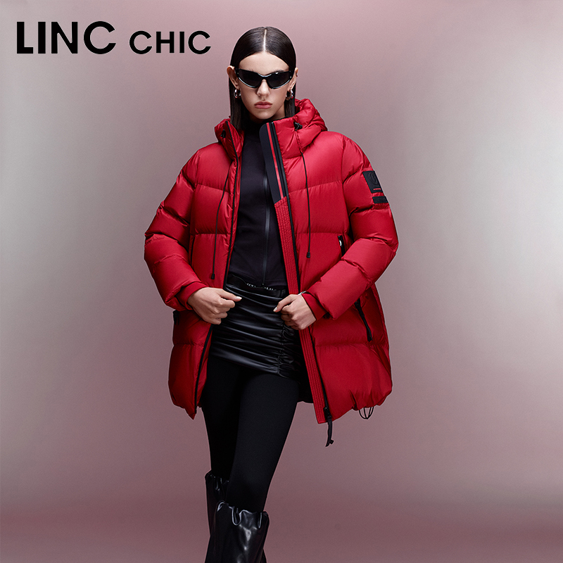 LINCCHIC金羽杰专柜正品新款都市机能中长款羽绒服女Y24602231
