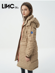 LINC金羽杰新款复古学院防护感中长款羽绒服女冬Y22608339