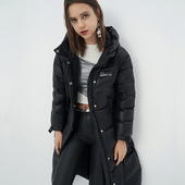 LINC金羽杰专柜潮流撞色长款 围裹感女士羽绒服Y22608115