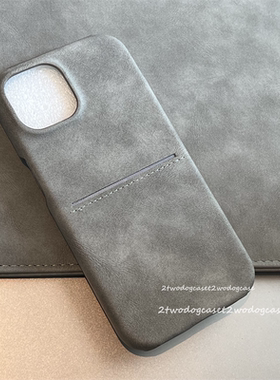 17绒布灰色秋冬可插卡贴布16promax手机壳适用苹果15pro新款简约半包硬壳高级灰色12/13/14pro新款16plus裁线