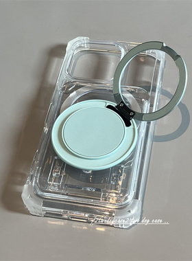 16ProMax冰透亚克力质感防摔软边清爽夏天薄荷绿磁吸支架卡包12/11/13P/14Pro强磁magsafe防摔手机壳新款15pl