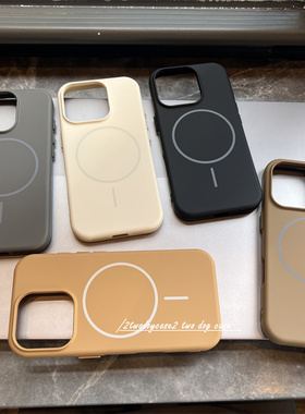 米灰奶咖色焦糖复古棕色16Promax磨砂硅胶细圈图案磁吸软壳15pro/13/14/12百搭简约情侣新款柔滑肤感11Pmm70