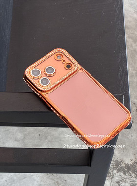 适用于17pro星宇橙色效果闪钻边框17promax透明背面古铜橙色软壳新款Air镜头膜保护闪粉镜头圈手机壳17保护壳