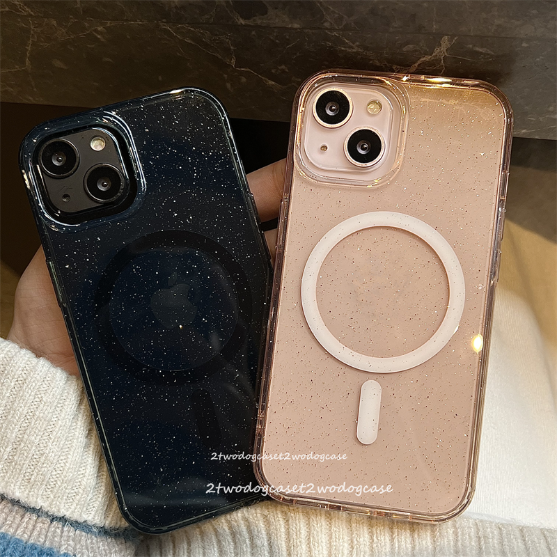 12/13pm星闪香槟金淡金色透黑不易发黄磁吸亚克力15Pro手机壳magsafe11光滑透亮闪粉磁吸保护壳情侣款16PM