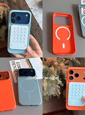 17pro大孔简约细圈亮橙色雾霾蓝16pro圆润质感磁吸magsafe磁吸吸盘支架搭配高档16plus新款简约高档情侣款17