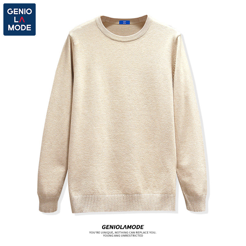 GENIOLAMODE TURTLENECK SWEATER MENS AUTUMN|WINTER KHAKI KNIT LAYER CREW NECK BASE LAYER