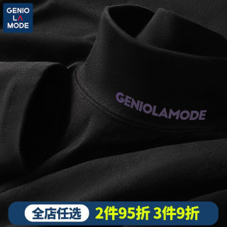 GENIOLAMODE男士内搭长袖t恤高级感冬季加绒加绒半高领打底衫男衣