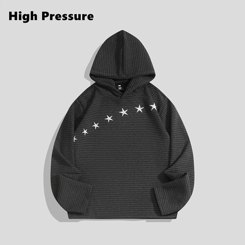 High Pressure复古星星条纹连帽卫衣男女秋季美式cleanfit外套