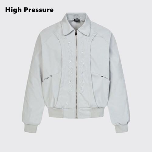 High Pressure翻领刺绣飞行夹克男boxy外套秋季美式复古短款