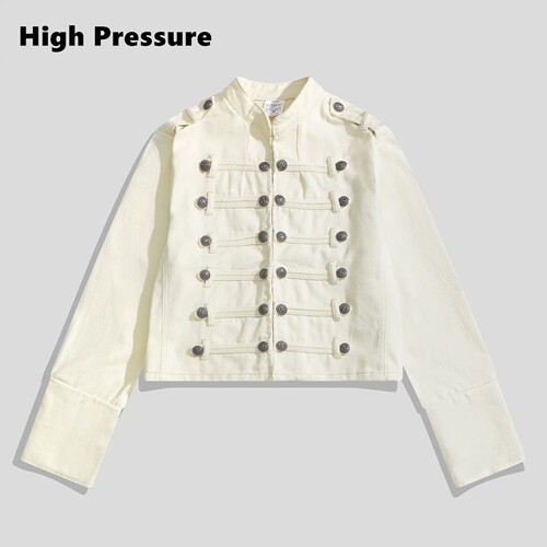 High Pressure拿破仑金属扣立领外套秋季复古宫廷风机车夹克上衣