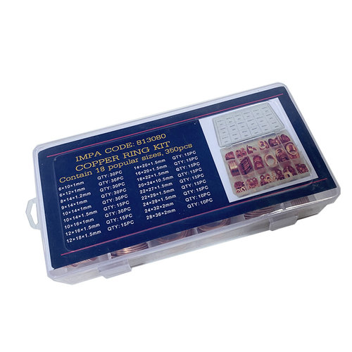 极速新品IMPA81i3080t紫铜圈垫片修理盒垫圈铜环工具箱350 568片