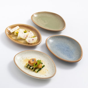 日式餐具不规则粗陶碟子烤肉小盘子点心碟复古小菜碟火锅盘子商用