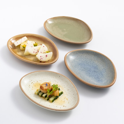 日式餐具不规则粗陶碟子烤肉小盘子点心碟复古小菜碟火锅盘子商用