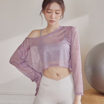 瑜伽服夏女速干透气薄款宽松罩衫小众普拉提跑步健身长袖上衣