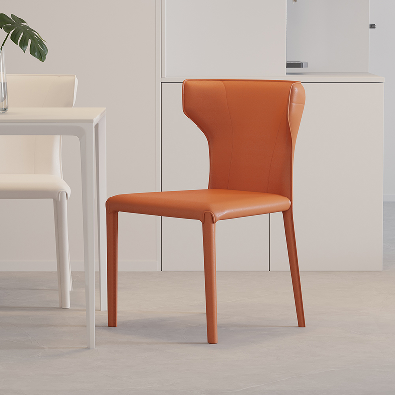 奶油风餐椅意式轻奢马鞍皮椅子家用现代简约书桌椅靠背凳网红椅子