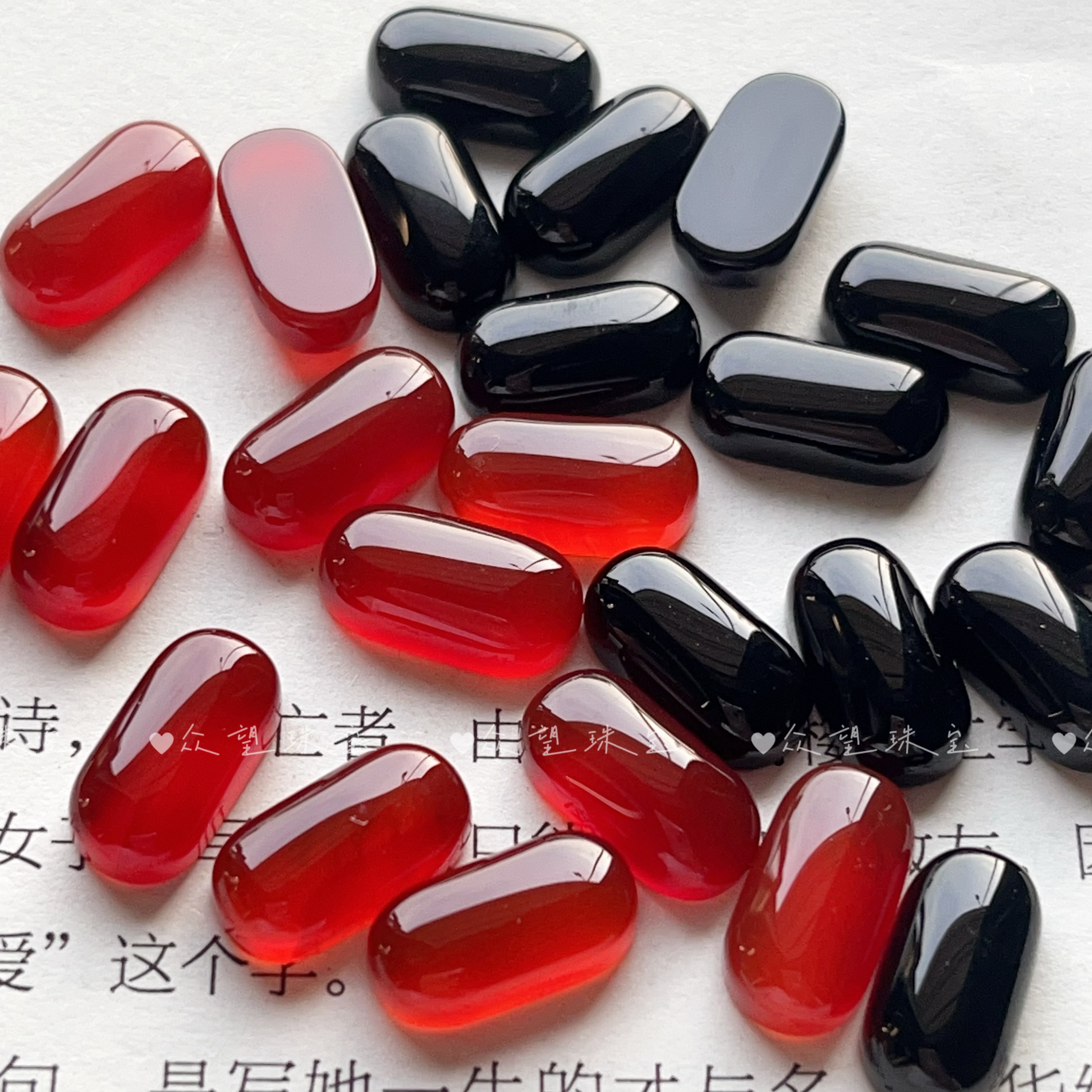 天然黑玛瑙方形平底无孔裸石戒面 diy发簪戒指耳饰镶嵌贴片配件