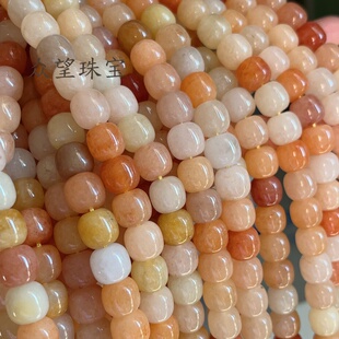 老型珠隔珠腰珠顶珠diy佛珠配饰手串 10mm天然冰种金丝玉桶珠