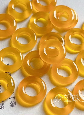 天然玛瑙 16mm黄色圈圈跑环吊坠手工diy配件材料