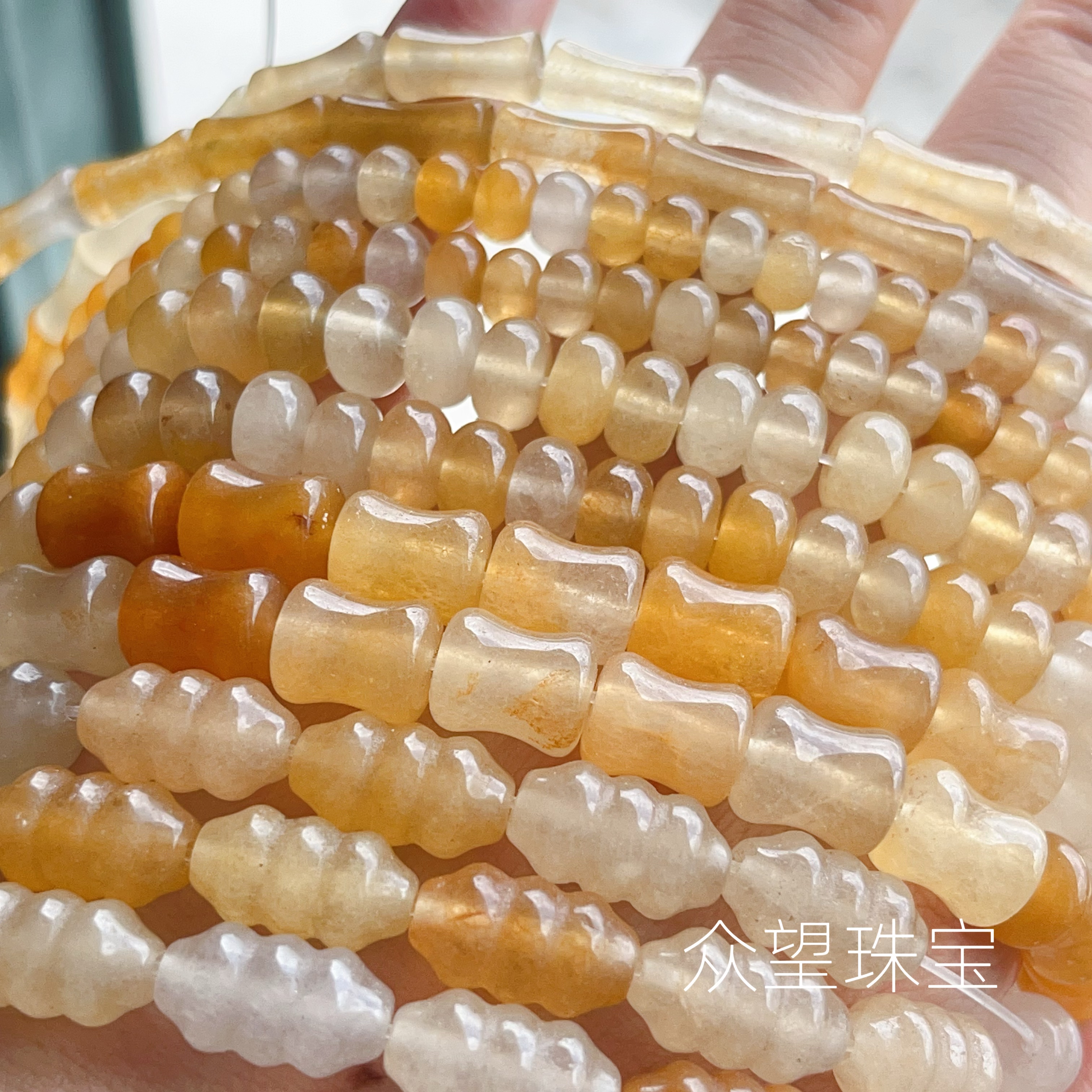 天然黄龙玉金丝玉算盘珠散珠 diy配件手工编织手绳项链文玩佛珠隔