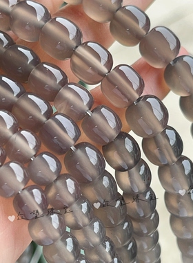 天然烟灰色玛瑙老型珠  直切灰玛瑙散珠diy手工手链烟灰多宝隔珠