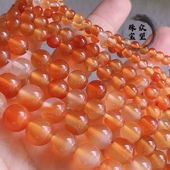 单花 14mm俏色花纹玛瑙圆珠 红玛瑙散珠手工diy项链耳环材料