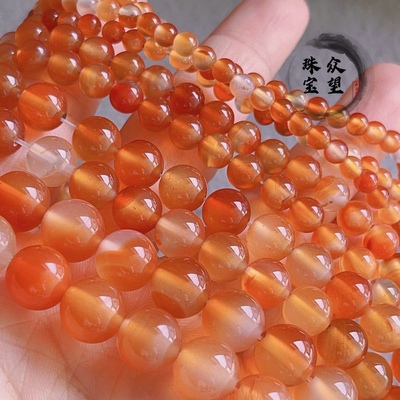 2-14mm俏色花纹玛瑙圆珠 单花 红玛瑙散珠手工diy项链耳环材料