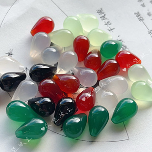 9*13mm玛瑙吊胆 发簪diy红玛瑙半孔水滴绿玛瑙步摇头饰簪头配件