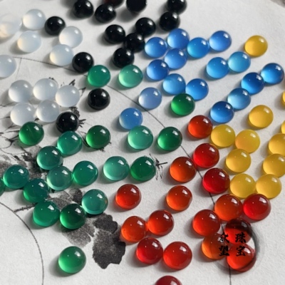 2-9mm天然玛瑙戒面  半圆形平底无孔包珠 最小尺寸镶嵌材料