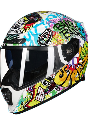 ZEUS瑞狮头盔摩托车双镜片全盔男女电动车摩托卡丁车赛跑车机车