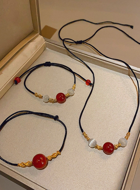 韩国新款几何圆珠项链女复古气质