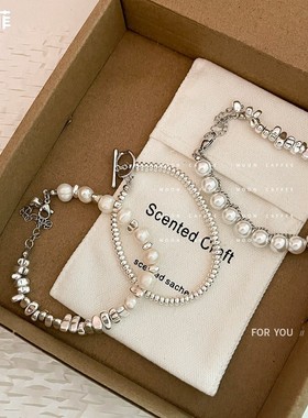 设计感小众串珠冷淡风OT扣珍珠手