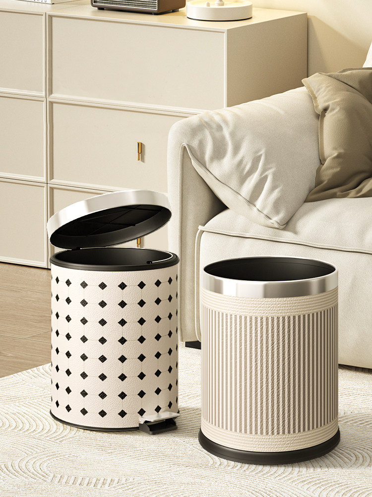新款法式高颜值加厚客厅卧室脚踩垃圾桶大容量卧室卫生间收纳纸篓