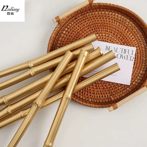 天然竹子金色喷漆竹竿新年年宵花福桶装饰材料金竹杆手工diy工具
