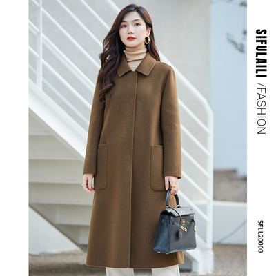 DUSEBNAN商场同款山羊绒双面呢绵羊毛大衣秋冬新款女士中长外套