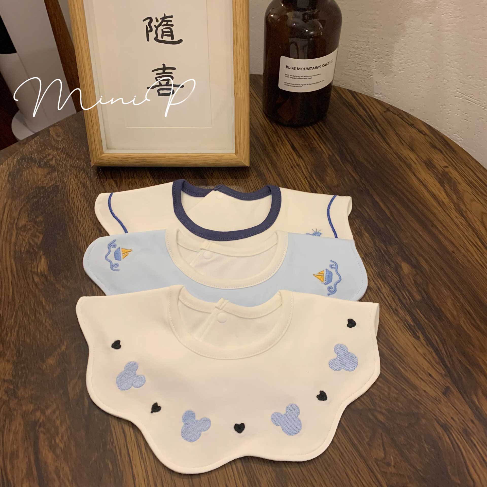 婴儿口水巾韩版纯棉儿童防水围嘴新生男宝宝可旋转围兜秋冬0-2岁