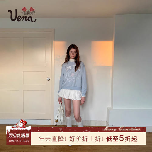 Uena字母印花落肩袖卫衣