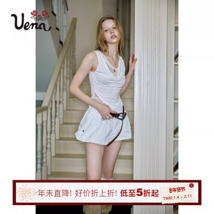 【铃音泡沫】Uena美式复古白色短款花苞裙松紧下摆A字半身裙裤女