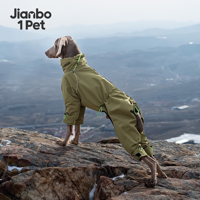 简泊壹宠狗狗户冲锋衣雨衣金毛边牧中大型犬四脚棉服防水防寒全包