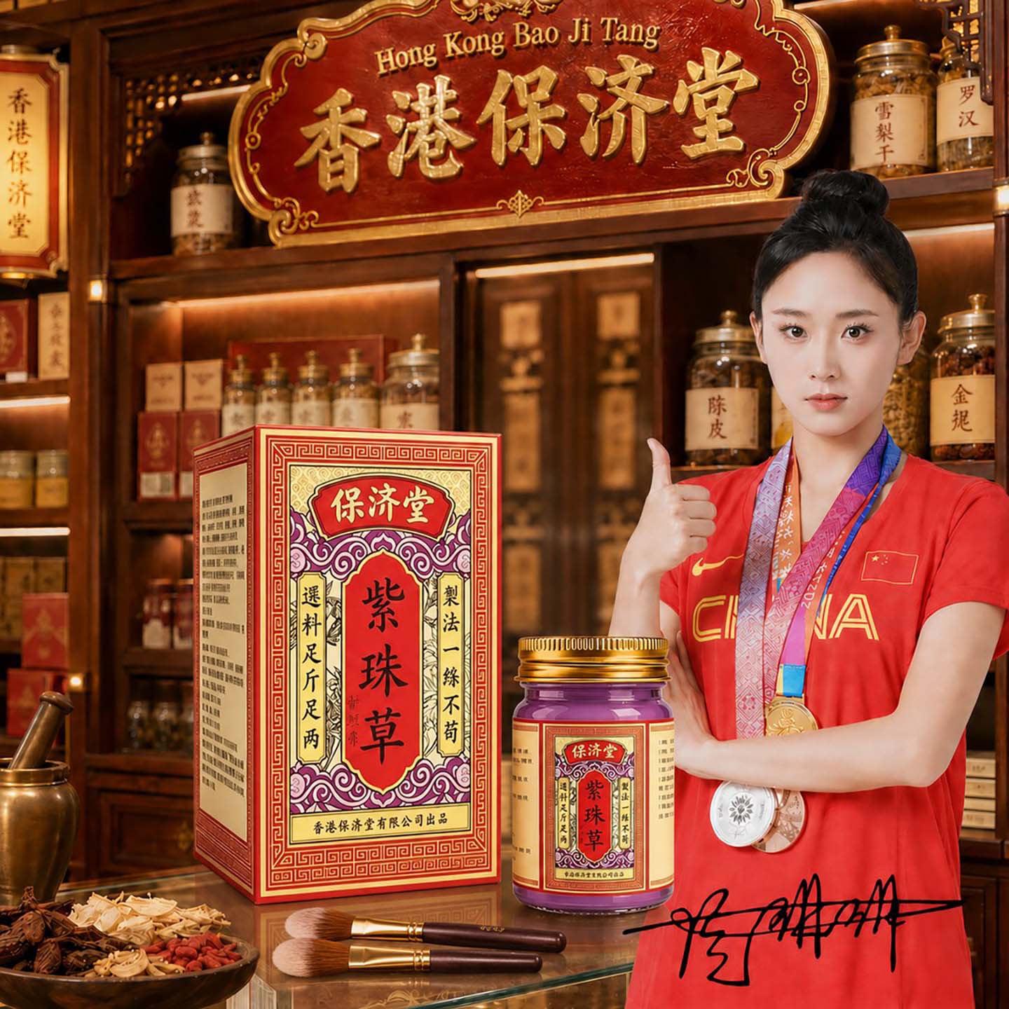 香港保济堂紫珠草草本萃取祛疤膏去除妊娠纹养生膏滋润保湿护肤膏