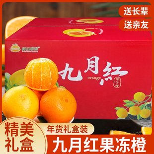 湖北秭归九月红橙彩箱果冻橙新鲜当季水果赣爱南媛9斤果手剥橙子