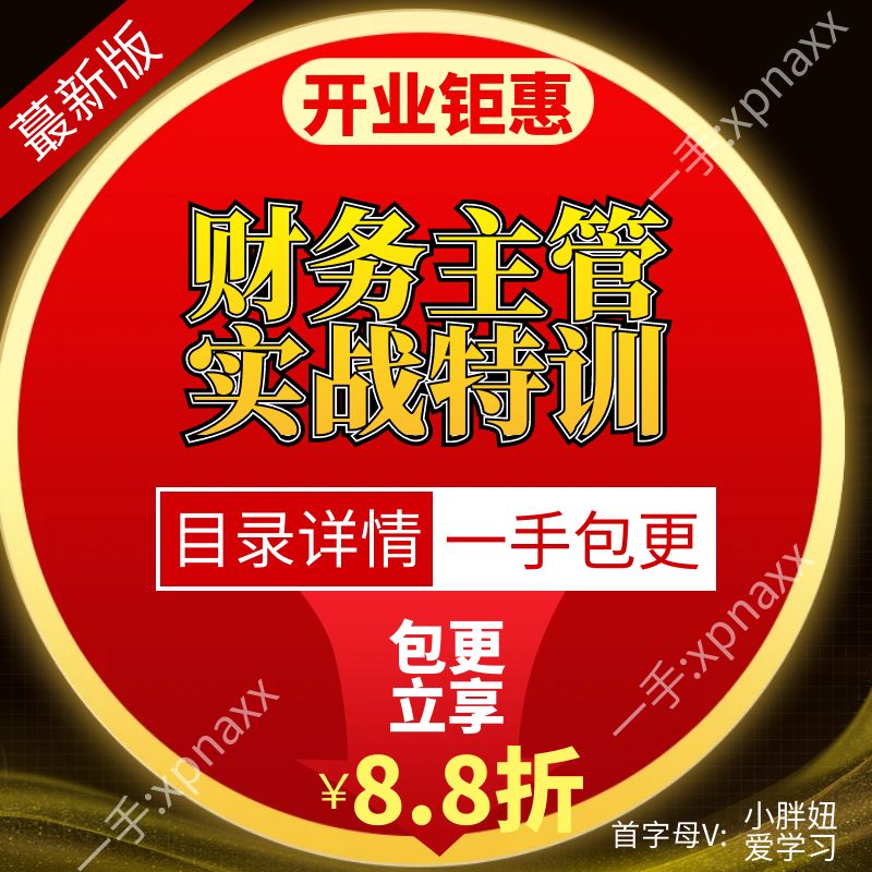 财务主管实战特训营账务管理发票管控纳税申报税筹财税合规视频课
