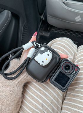 可爱黑色KT适用大疆action5pro4/3收纳包云台运动相机保护收纳盒